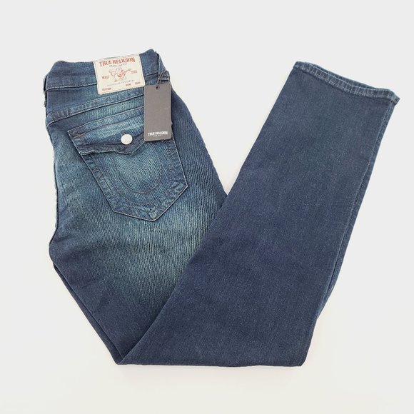 True Religion Geno SN Flap New Dark Wash Relaxed Slim Jeans